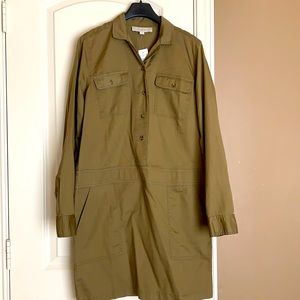 Loft half button military dress - small
